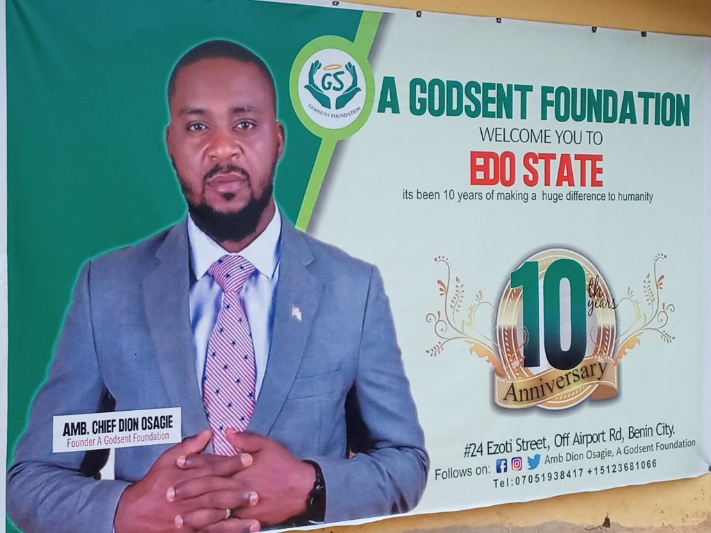 10th Anniversary of A Godsent Foundation: Edo State is Salvage – Amb. Dion Osagie