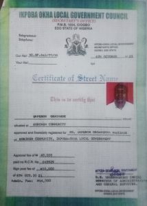 Victim Seeks Govt Intervention Over Double Street Naming Certificate Scandal In Ikpoba Okha LGC