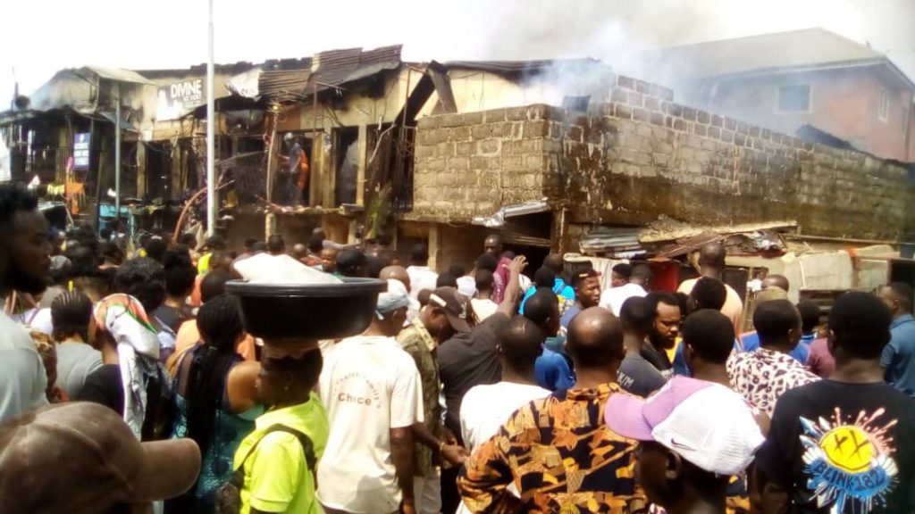 Midday Inferno Razes Shops In Lagos Street, Benin