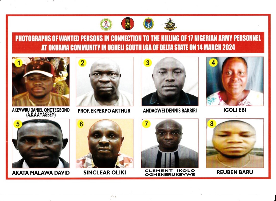 Delta 17: Nigerian Army Declares Eight Wanted Over Murder Of Soldiers