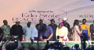 Edo Decides: APC Buckles, Signs Peace Accord, As PDP Refuses To Sign