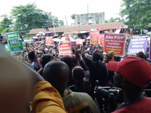 Protest Rocks Edo As Women Wing Of PDP Vows Continuous Protest Over Alleged Stolen Mandate