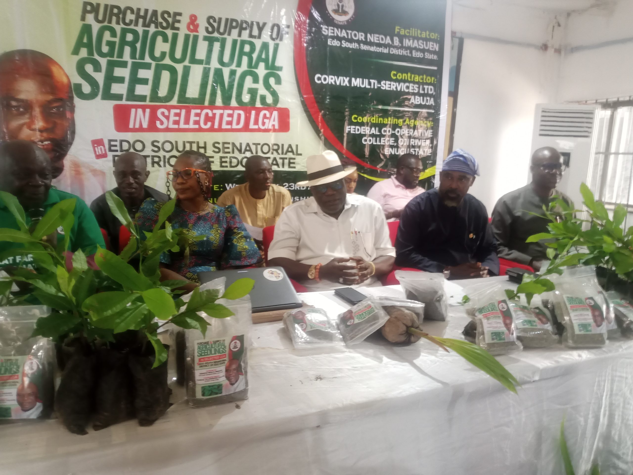 Senator Imasuen Advocates State Policing to Tackle Insecurity, Empowers 100 Constituents With Farm Seedlings