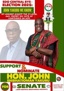 By-Election: Hon. John Yakubu Submits Nomination, Expression of Interest Form For Edo Central Senate