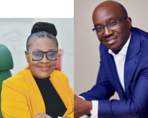 Rt. HON.  (MRS.) MARIA OMOZELE OLIGBI-EDEKO ESQ FELICITATES WITH HIS  EXCELLENCY, SENATOR MONDAY OKPEHOLO ON HIS BIRTHDAY