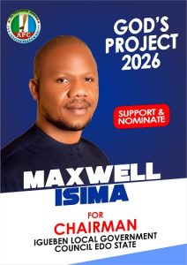 MAXWELL ISIMA FULLY READY TO TURN IGUEBEN TO A CENTRE OF ATTRACTION