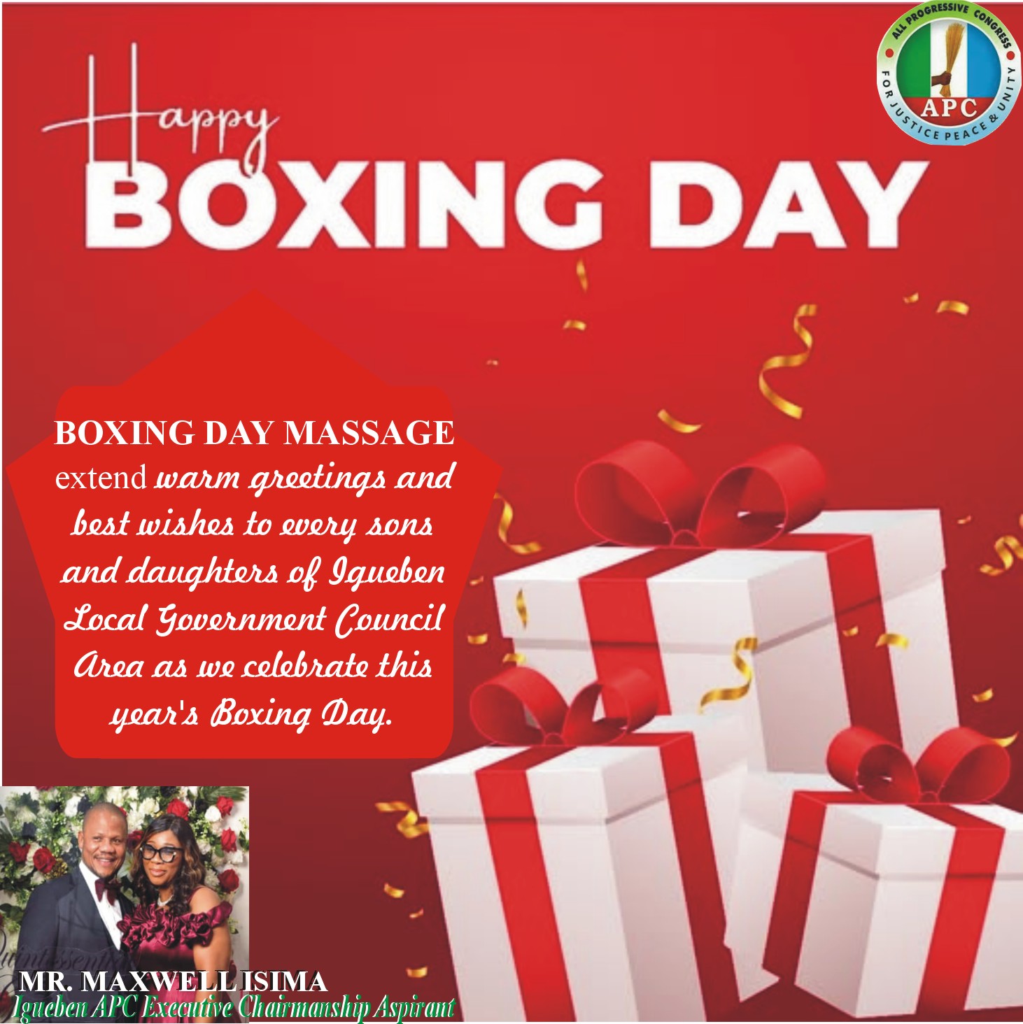 BOXING DAY MESSAGE