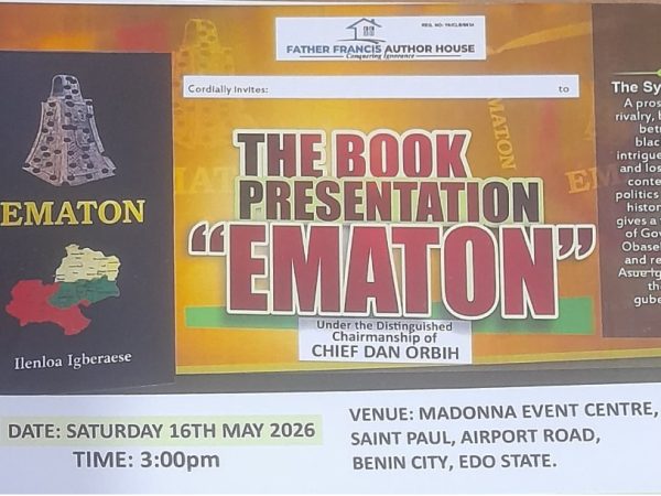 Ilenloa Igberaese is Set for Public Book Presentation Titled By “Emanton”.